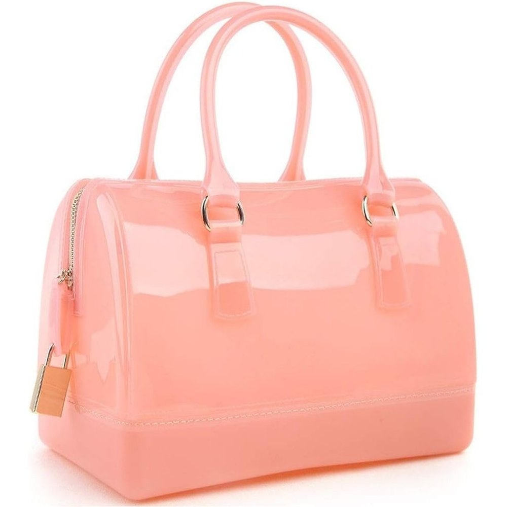 Miforines Ladies Summer Jelly Pillow-shaped Handle Candy Transparent Crystal Bag